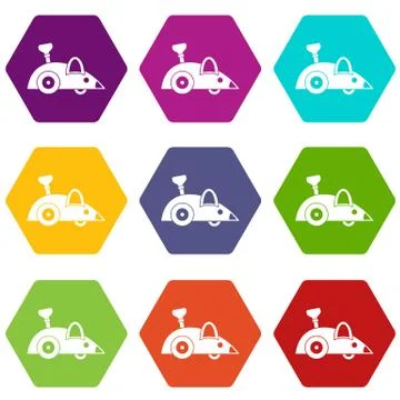 Clockwork mouse icon set color hexahedron Illustrazione stock