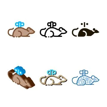 Clockwork mouse icon vector outline looks Stock Illustration