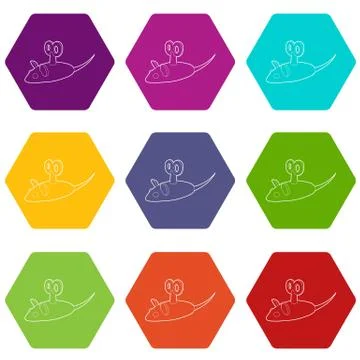 Clockwork mouse icons set 9 Stock Illustration