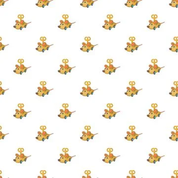 Clockwork mouse pattern, cartoon style Illustrazione stock