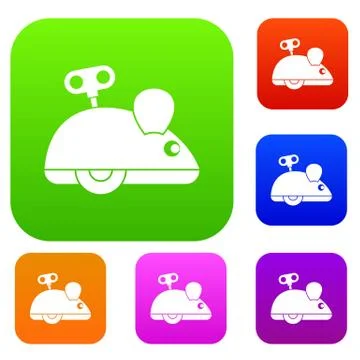 Clockwork mouse set color collection 스톡 일러스트
