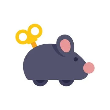 Clockwork mouse toy with winding key moving forward Ilustração Stock