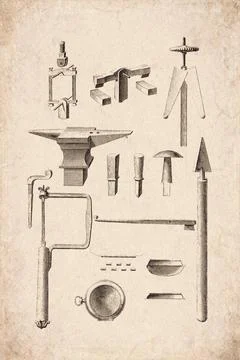 Clockwork Movement Suspensions And Different Tools Technical Diagram 1765 Stock Illustration