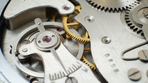 Clockwork Old Mechanical Watch Stock Footage