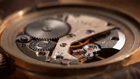 Clockwork of the Old Rusty Wristwatch in Macro Stock Footage 271151578