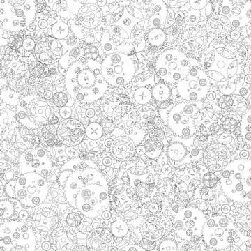 Clockwork pattern lineart Illustrazione stock
