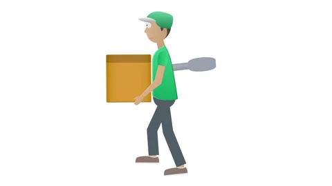 Clockwork toy. The animation of the courier. Cartoon Stock Footage 133163913