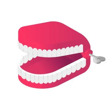 Clockwork toy teeth for joke april fool's day Stock Illustration