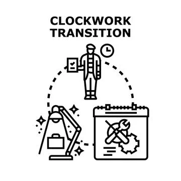 Clockwork transition planning new project development concept Stock Illustration