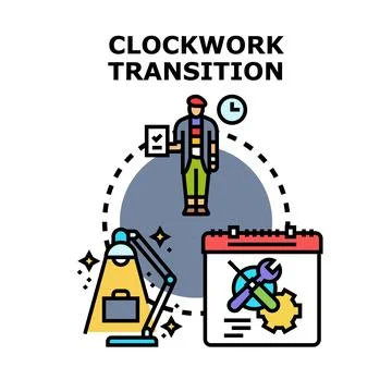 Clockwork transition planning new project development concept Stock Illustration