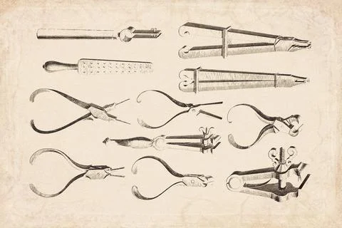 Clockwork Watchmaking Pliers Vises And Special Tools Technical Diagram 1765 Stock Illustration