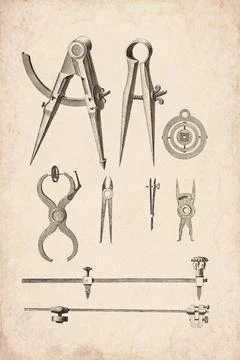 Clockwork Watchmaking Precision Measuring Tools Technical Diagram 1765 Stock Illustration