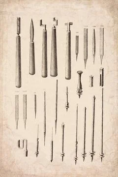 Clockwork Watchmaking Special Tools And Equipment Technical Diagram 1765 Stock Illustration