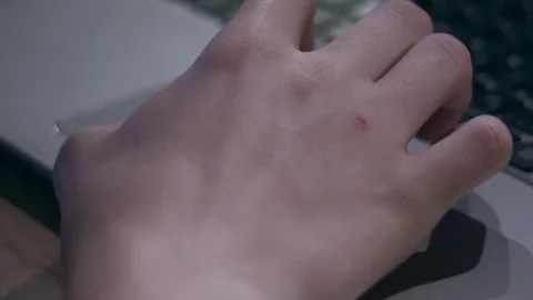 Cloesup of young man using laptop pad Stock Footage 75278540