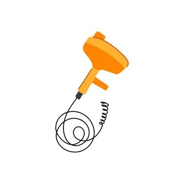 Clog drain snake cartoon vector illustration Ilustración de archivo