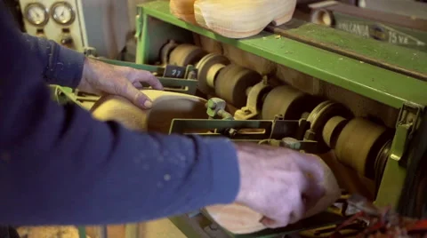 Clog maker working in his workshop [Slomo] Video stock 47064313