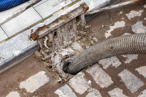 An clogged gully Stock Photos