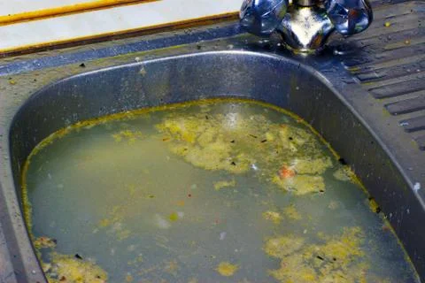 A clogged kitchen sink Foto stock