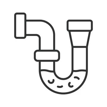 Clogged plumbing U-bend pipe, icon in line design. clogged U-bend pipe, blocked イラスト素材