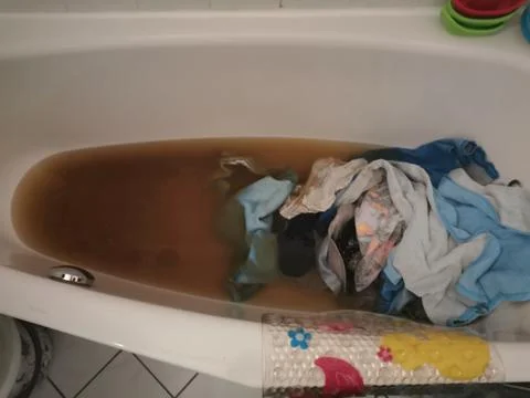 Clogged sewage drain pipe, causing a damage Stock Photos