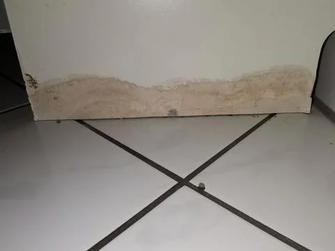 Clogged sewage drain pipe, causing a damage Stock Photos