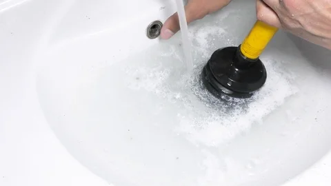 Clogged sewer in the sink Stock Footage 109432445