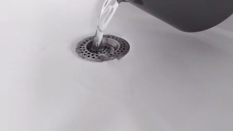 Clogged Sink Drain with Garbage Causing Slow Water Flow 스톡 동영상 308300493