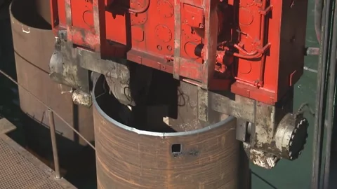 Clogging of pile pipes in the base of the bridge supports. Equipment for piling  Stock Footage 104177957