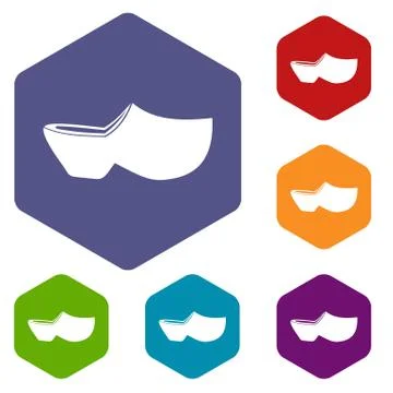 Clogs icons set Illustrazione stock