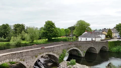 Clohamon Bridge Ancient Stone Arch Over River Slaney 4K 60fps Stock Footage 325671409