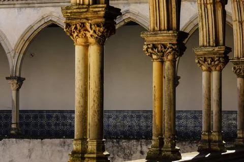 Cloister Da Lavagem Cloister Da Lavagem, convent of Christ, year 1162, Tom... Stock Photos