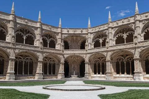 Cloister Mosteiro dos Jeronimos Stock Photos