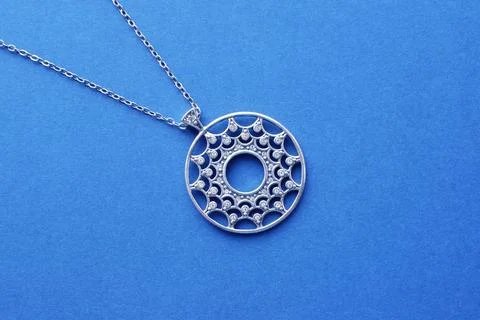 Clone pendant in the shape of a circle with sparkling sterling silver cubic z Stock Photos