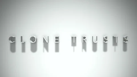 Clone trusts 3D title animation white text on a white background Stock Footage 299421133