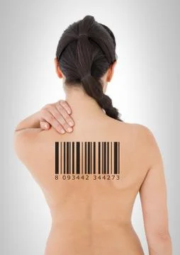 Clone woman with barcode on back 스톡 사진