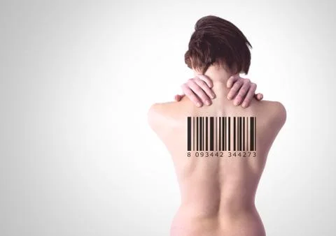 Clone women with barcode on back Stock Photos
