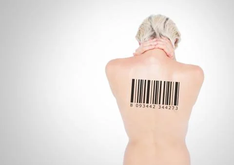 Clone women with barcode on back 스톡 사진