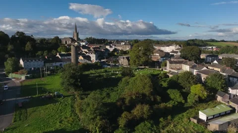 Clones Town, County Monaghan, Ireland, April 2023. Drone pushes forward Stock Footage 281998649