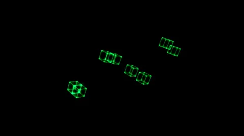 Cloning Cubes Animation, Green Stock Footage 34350312