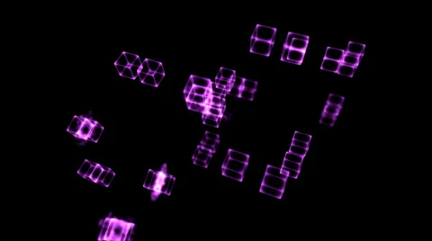 Cloning Cubes Animation, Purple Stock Footage 34348424