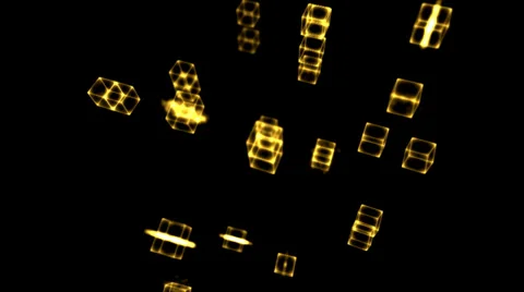 Cloning Cubes Animation, Yellow Stockbeeldmateriaal 34349872