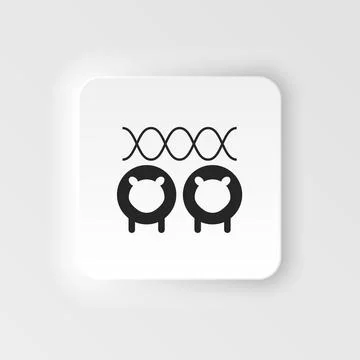 Cloning, dna, sheep. Bioengineering neumorphic style vector icon. Biotechnology 스톡 일러스트