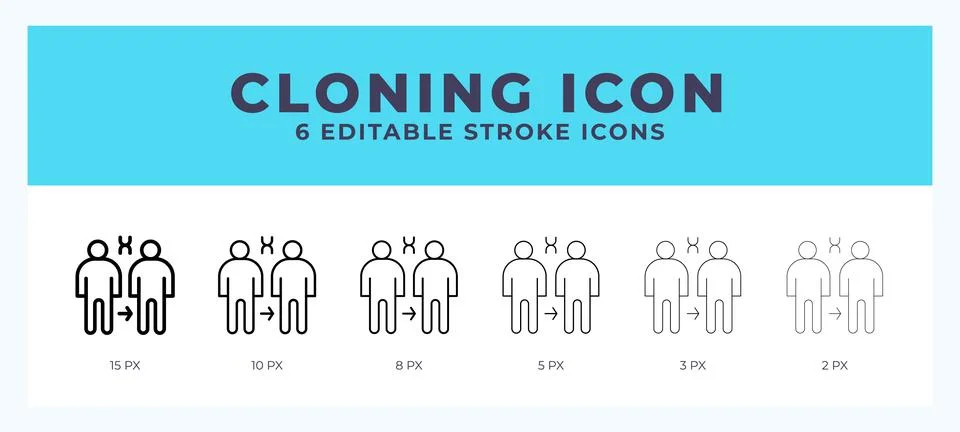 Cloning icon illustration vector with editable stroke. 스톡 일러스트