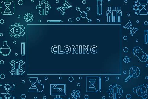 Cloning vector blue outline horizontal frame or illustration Stock Illustration
