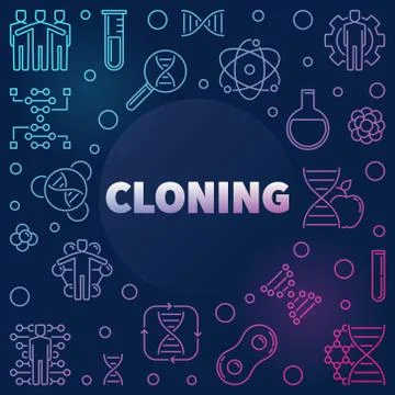 Cloning vector linear illustration on dark background Illustrazione stock