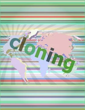 Cloning word, backgrounds touch screen with transparent buttons. concept of a Stock Illustration
