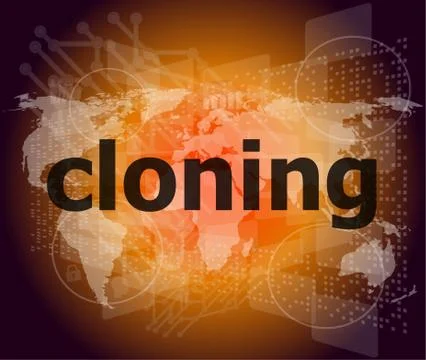 Cloning word, backgrounds touch screen with transparent buttons. concept of a Stock Illustration