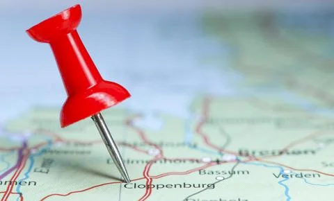 Cloppenburg, Germany pin on map Stock Photos