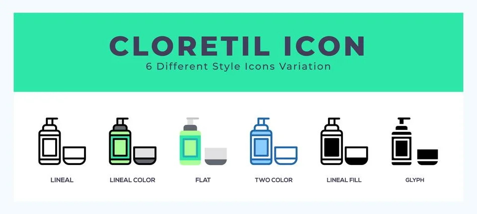 Cloretil icon set with different styles. Design elements for logo. Vector i.. Stock Illustration