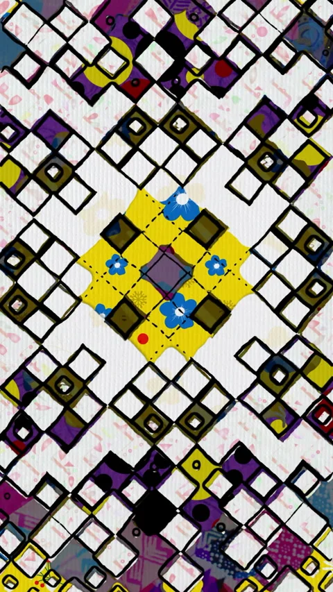 Clororful blocks pattern hand draw animation vertical video Stock Footage 304004838